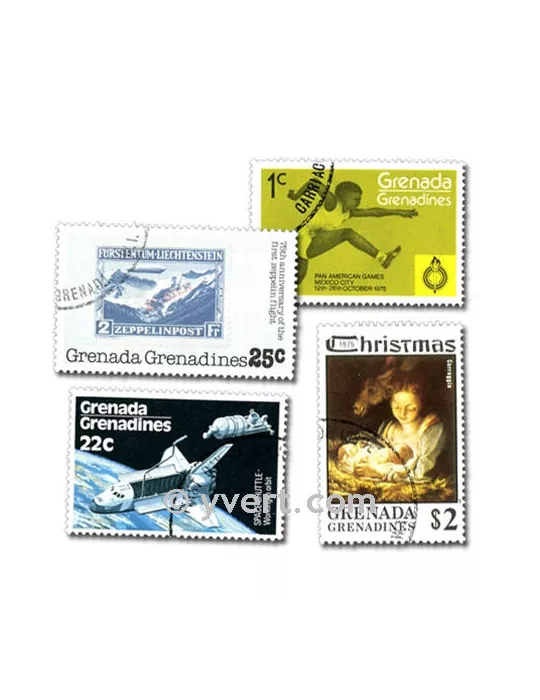 GRENADINES : pochette de 100 timbres (Oblitérés)
