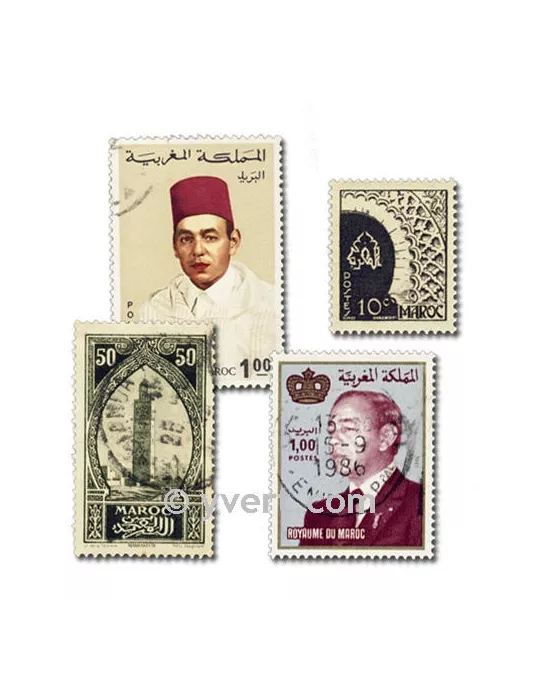MAROC FRANCAIS : pochette de 200 timbres (Oblitérés)