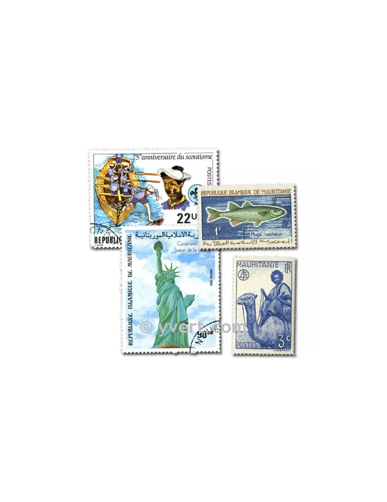 MAURITANIE : pochette de 200 timbres (Oblitérés)