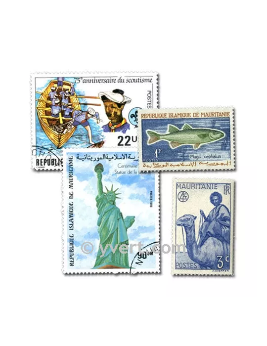 MAURITANIE : pochette de 200 timbres (Oblitérés)