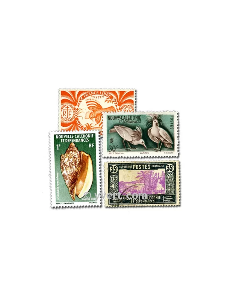 NOUVELLE CALEDONIE : pochette de 50 timbres (Oblitérés)