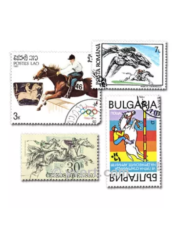 HIPPISME : pochette de 50 timbres (Oblitérés)