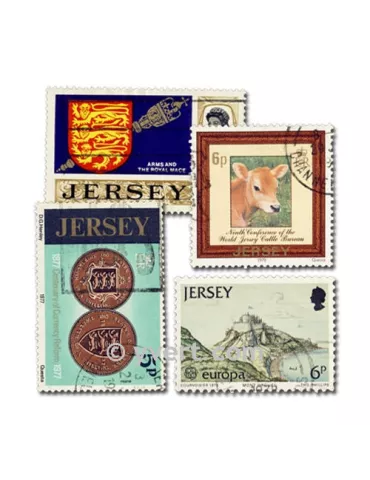 JERSEY : pochette de 100 timbres (Oblitérés)
