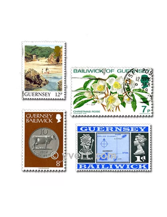 GUERNESEY : pochette de 50 timbres (Oblitérés)