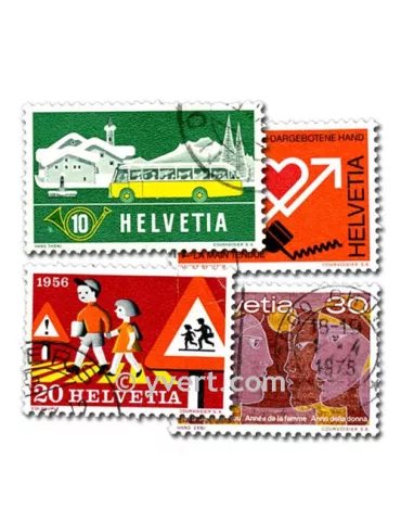 SUISSE : pochette de 100 timbres (Oblitérés)