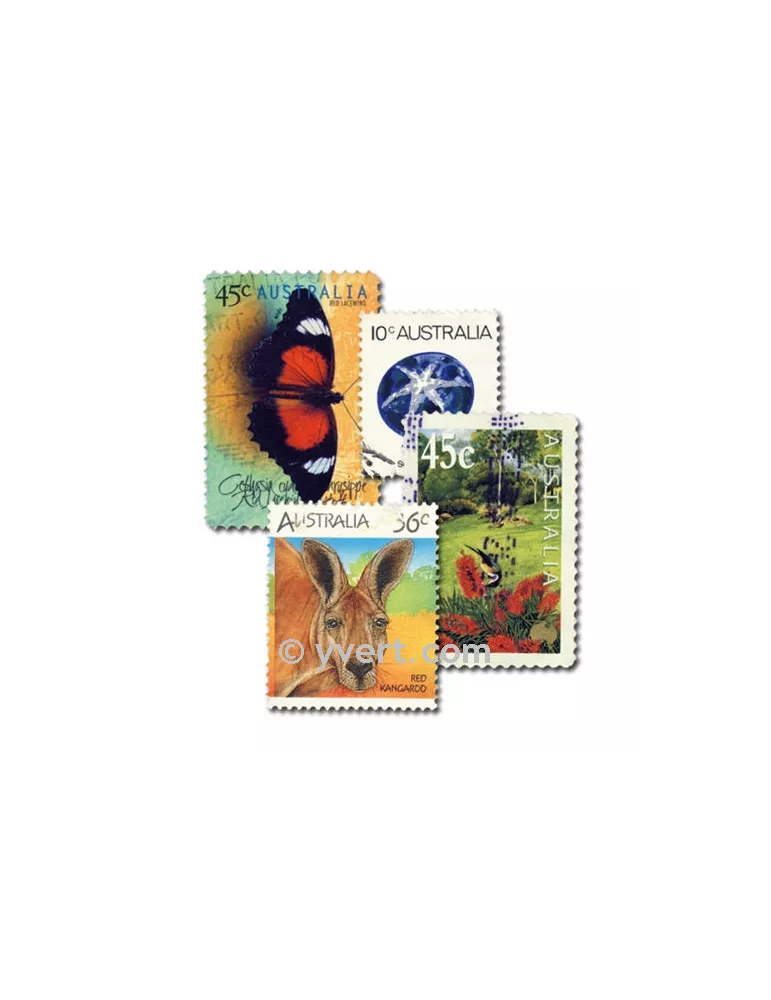 AUSTRALIE : pochette de 100 timbres (Oblitérés)