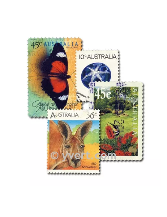 AUSTRALIE : pochette de 100 timbres (Oblitérés)