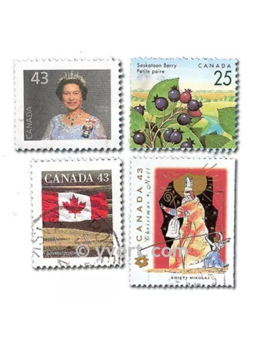 CANADA : pochette de 300 timbres (Oblitérés)