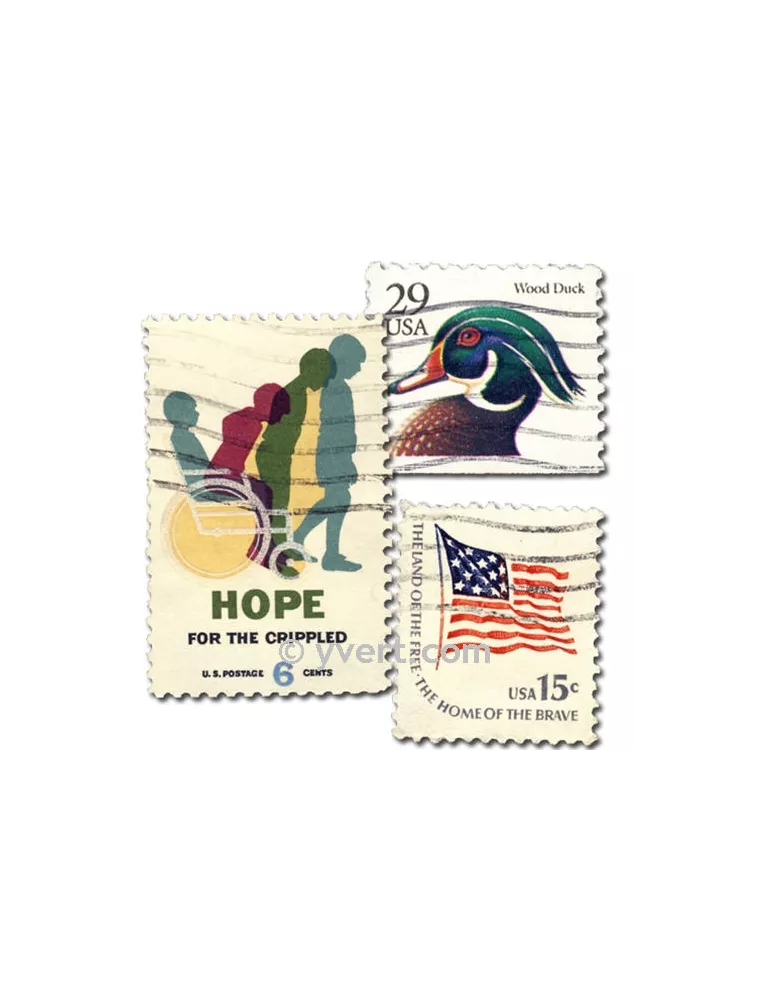 ETATS-UNIS : pochette de 200 timbres (Oblitérés)
