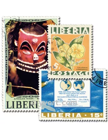 LIBERIA : pochette de 100 timbres (Oblitérés)