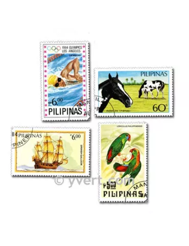 PHILIPPINES : pochette de 100 timbres (Oblitérés)