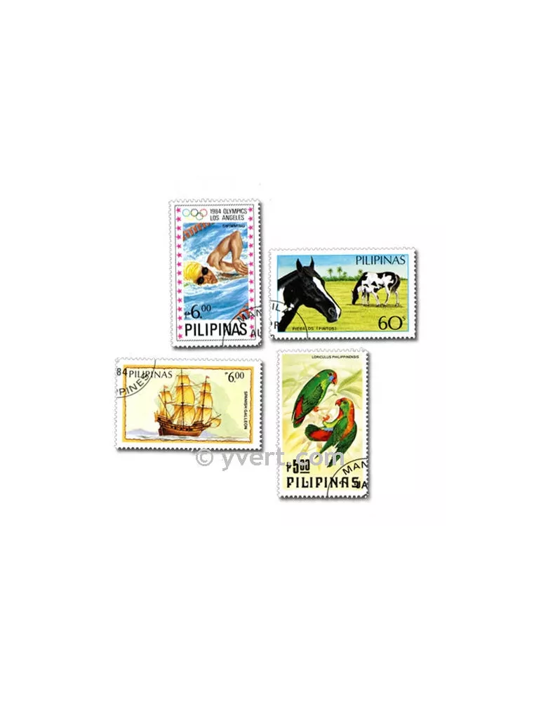 PHILIPPINES : pochette de 100 timbres (Oblitérés)