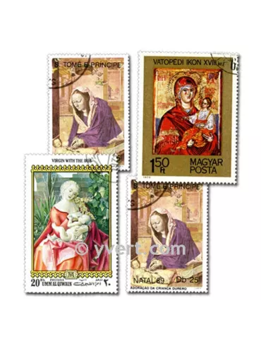 NATIVITE VIERGE : pochette de 200 timbres (Oblitérés)