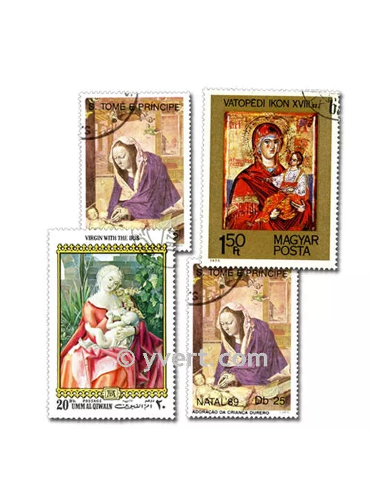 NATIVITE VIERGE : pochette de 200 timbres (Oblitérés)