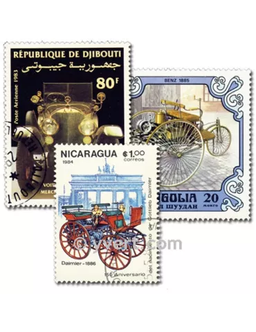 VOITURES MERCEDES : pochette de 25 timbres (Oblitérés)