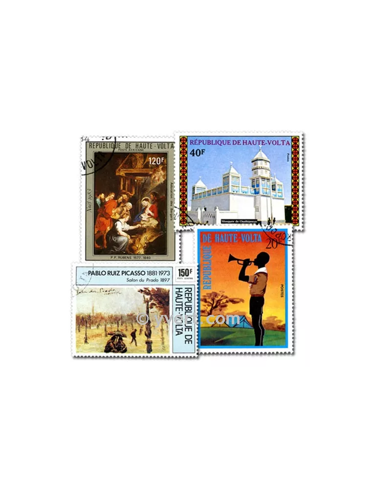 HAUTE VOLTA : pochette de 200 timbres (Oblitérés)