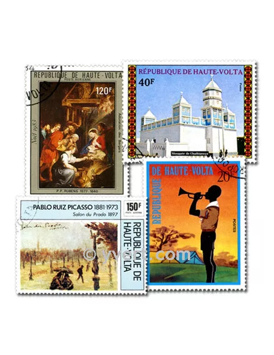 HAUTE VOLTA : pochette de 200 timbres (Oblitérés)