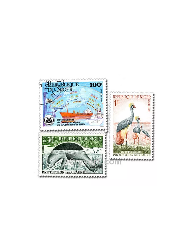 NIGER : pochette de 50 timbres (Oblitérés)