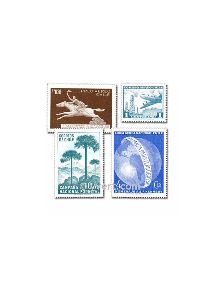 CHILI : pochette de 100 timbres (Oblitérés)