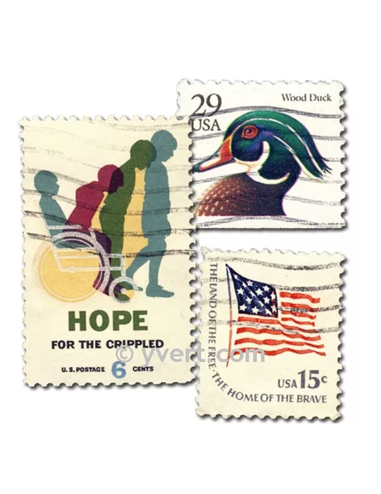 ETATS-UNIS : pochette de 500 timbres (Oblitérés)