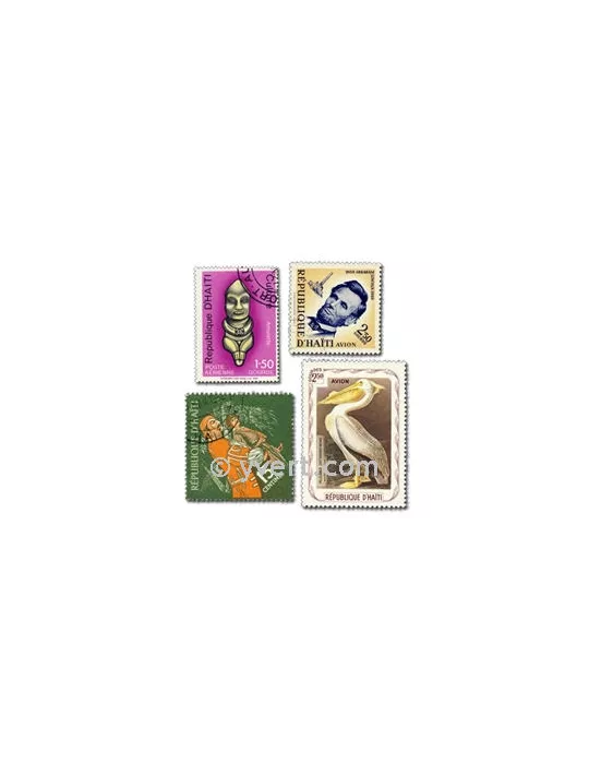 HAITI : pochette de 100 timbres (Oblitérés)