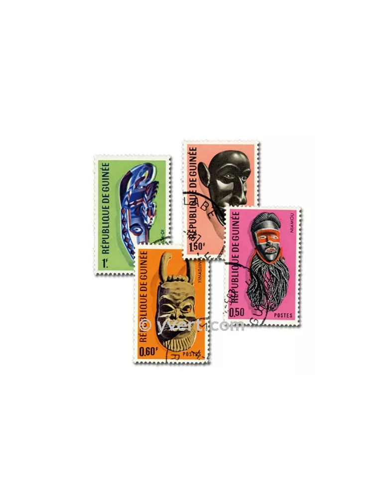 MASQUES : pochette de 100 timbres (Oblitérés)