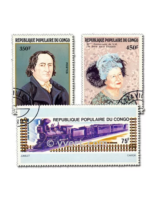 CONGO FRANCAIS : pochette de 200 timbres (Oblitérés)