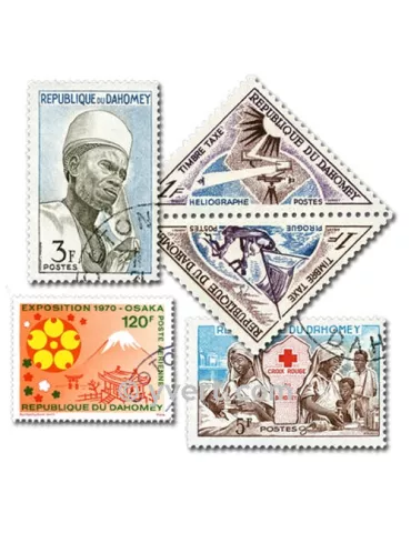 DAHOMEY : pochette de 50 timbres (Oblitérés)