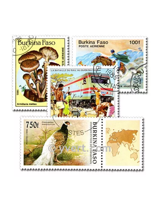 BURKINA FASO : pochette de 50 timbres (Oblitérés)