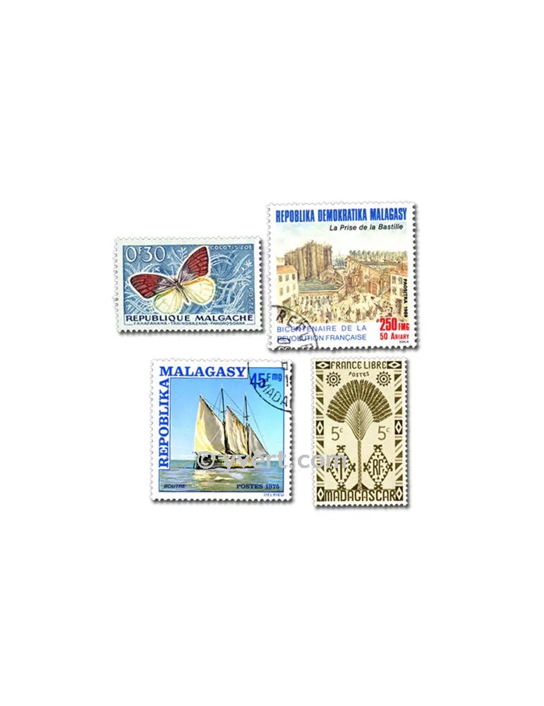 MADAGASCAR : pochette de 200 timbres (Oblitérés)