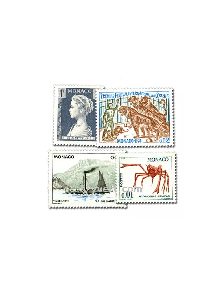 MONACO : pochette de 50 timbres (Oblitérés)