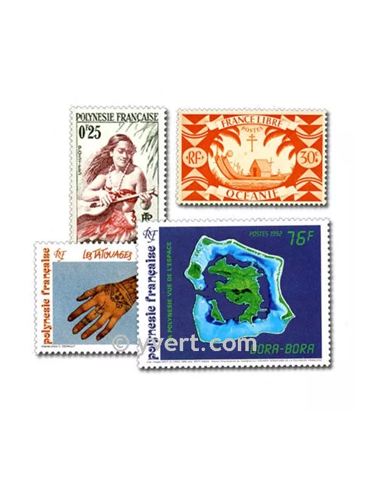 OCEANIE POLYNESIE : pochette de 50 timbres (Oblitérés)