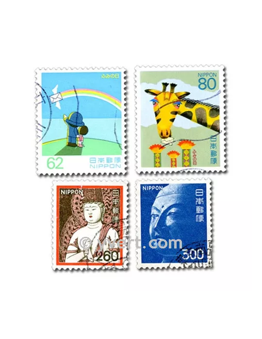 JAPON : pochette de 100 timbres (Oblitérés)