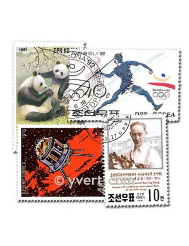 COREE DU NORD : pochette de 200 timbres (Oblitérés)