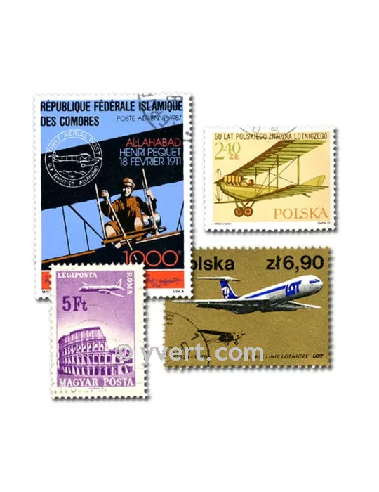 AVIONS : pochette de 300 timbres (Oblitérés)