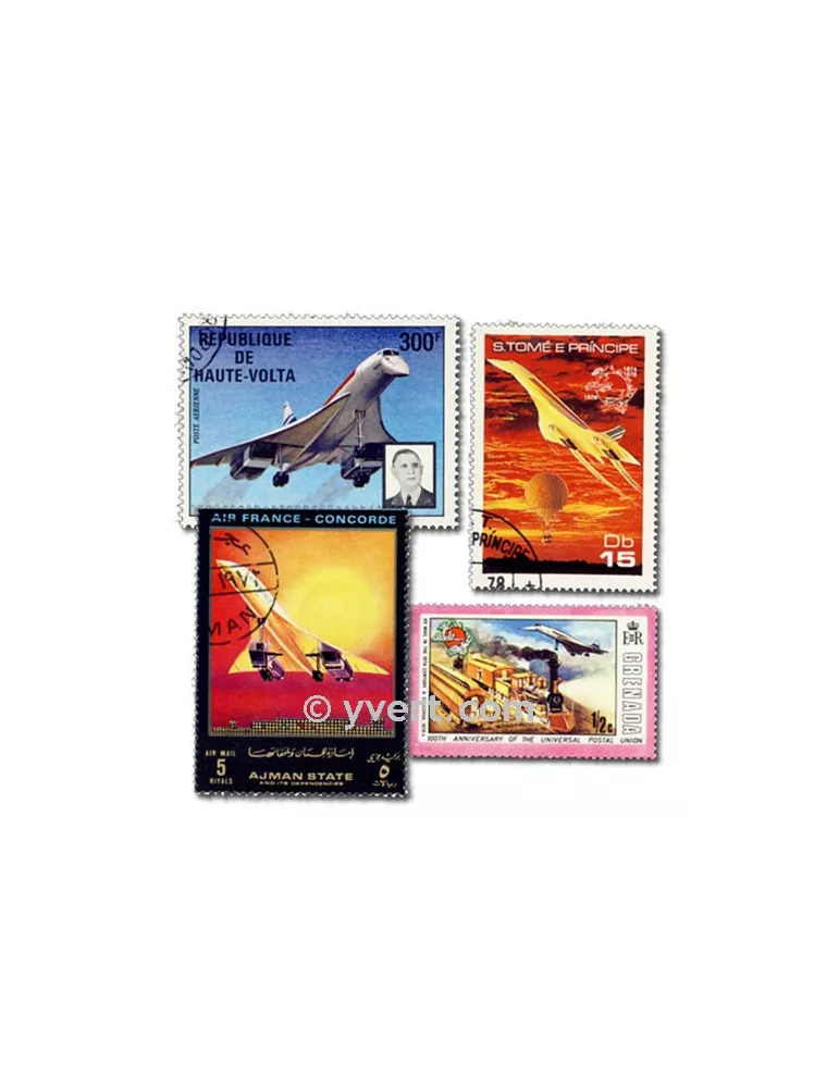 CONCORDE : pochette de 25 timbres (Oblitérés)