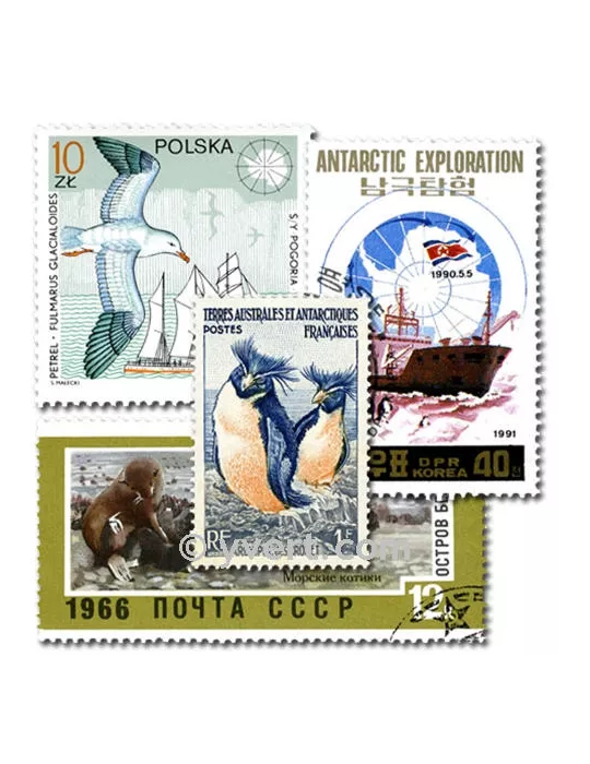 ANTARCTIQUE : pochette de 25 timbres (Oblitérés)