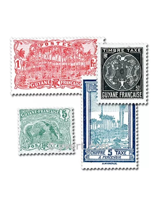 GUYANE FRANCAISE : pochette de 25 timbres (Oblitérés)