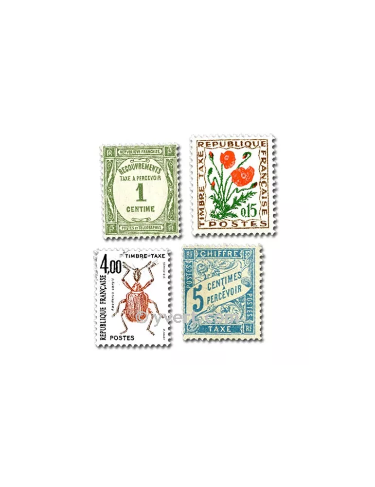 FRANCE TAXE : pochette de 50 timbres (Oblitérés)