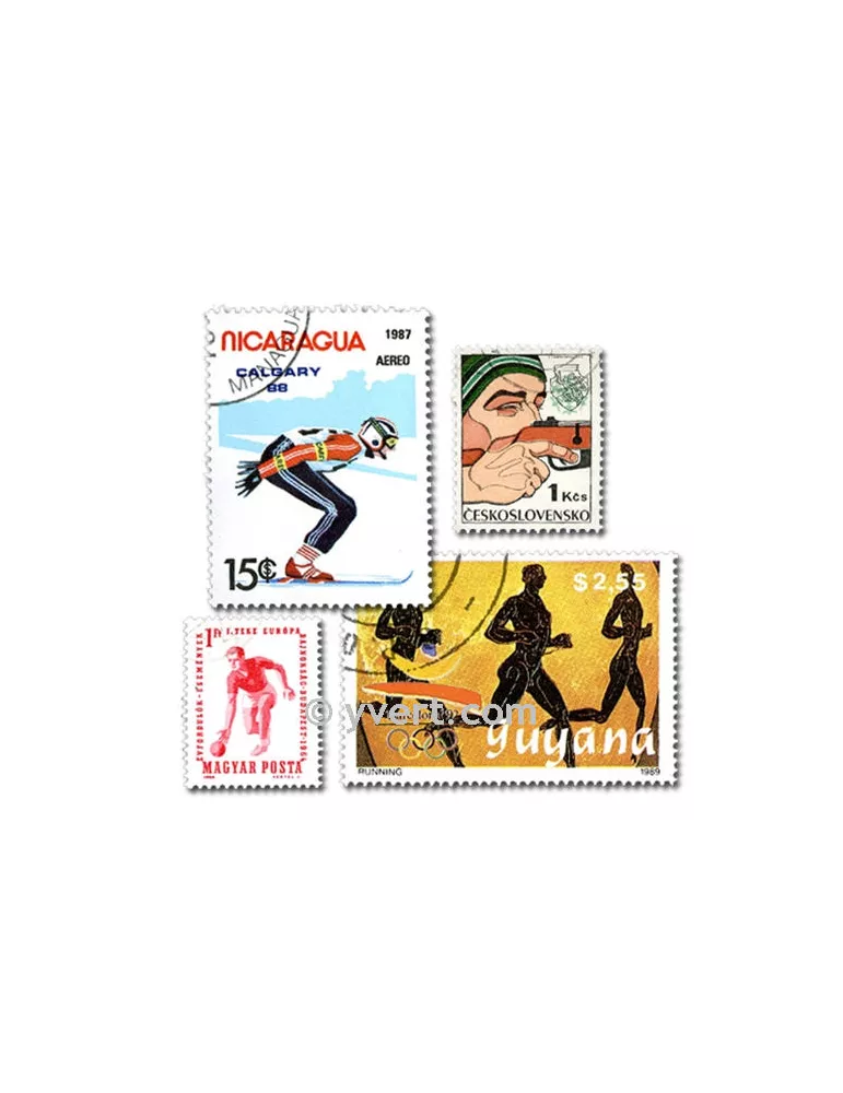 SPORTS : pochette de 100 timbres (Oblitérés)