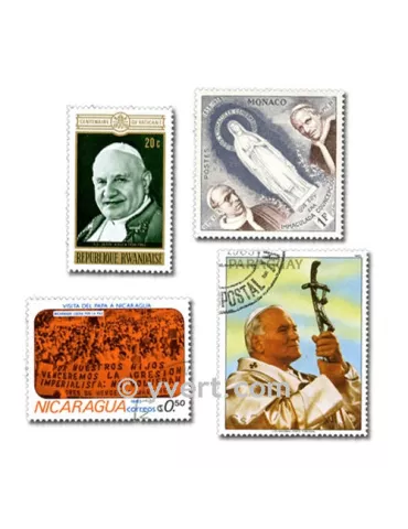 PAPES : pochette de 50 timbres (Oblitérés)