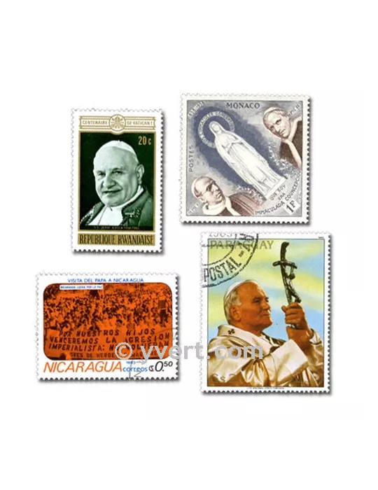 PAPES : pochette de 50 timbres (Oblitérés)