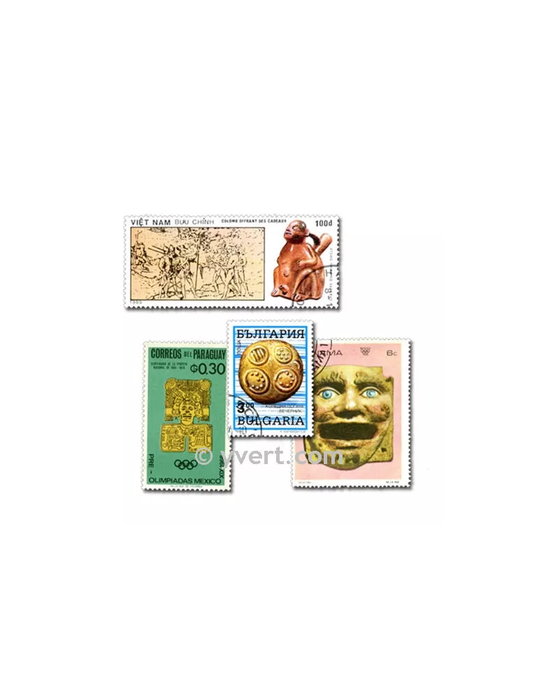 SCULPTURES : pochette de 100 timbres (Oblitérés)