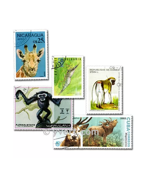 ANIMAUX : pochette de 300 timbres (Oblitérés)
