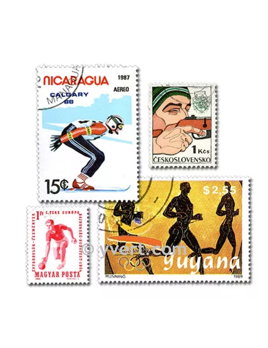 SPORTS : pochette de 200 timbres (Oblitérés)