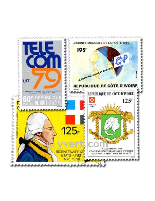 COTE D IVOIRE : pochette de 100 timbres (Oblitérés)