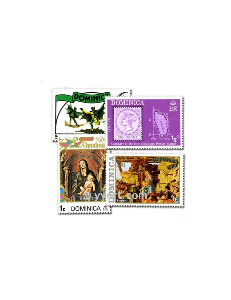 DOMINIQUE : pochette de 50 timbres (Oblitérés)