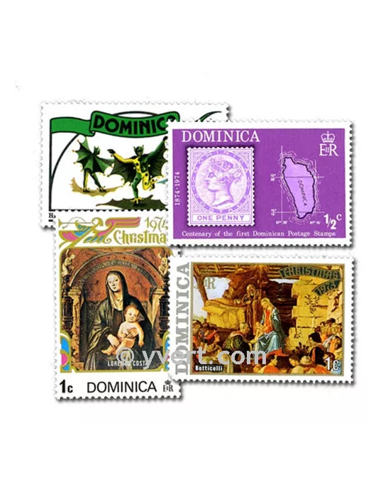 DOMINIQUE : pochette de 50 timbres (Oblitérés)