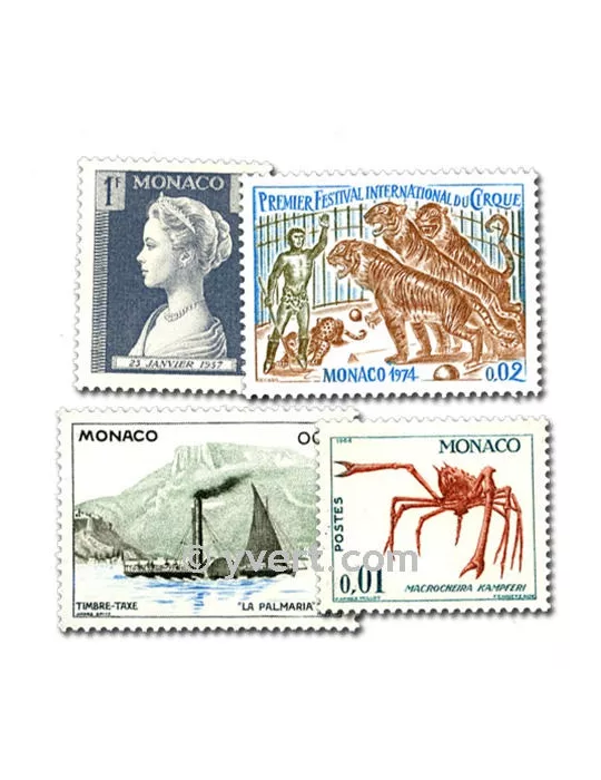 MONACO : pochette de 200 timbres (Oblitérés)
