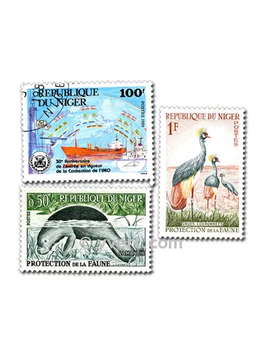 NIGER : pochette de 100 timbres (Oblitérés)
